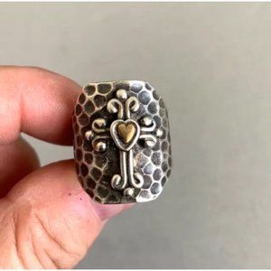 NATIVE AMER Will Denetdale & Raymond Coriz 925 Collaboration Cross Heart Ring 8